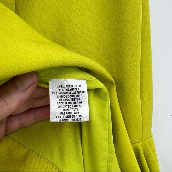 Milly Charlotte Italian Cady Asymmetrical Florescent Chartreuse Skirt Size 10 - Picture 9 of 10